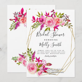 Rosa Peach Ro Watercolor Flowers Möhippa Inbjudningar