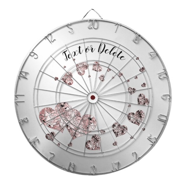 Rosa Peach Shiny Hearts Geometric Elegant Rustic Darttavla (Framsidan)