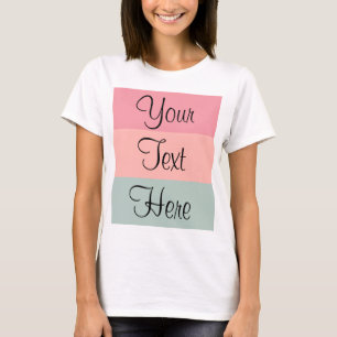 Rosa Peach Teal Womens Anpassningsbar Text-mall T Shirt