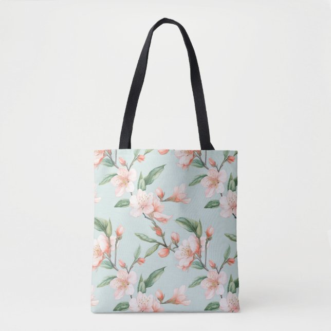 Rosa Peach Träd Blommar All-over-Print Tygkasse (Framsida)