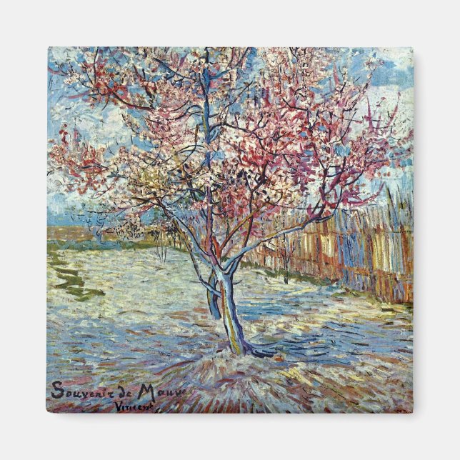 Rosa Peach Träd (F394) Van Gogh Fine Art Magnet (Framsidan)