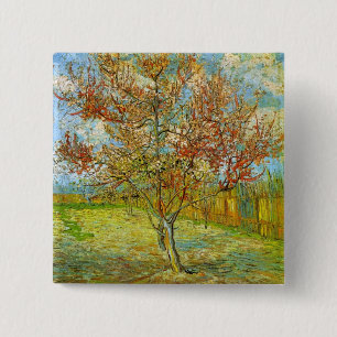 Rosa Peach Träd i Blommar av Vincent van Gogh Knapp