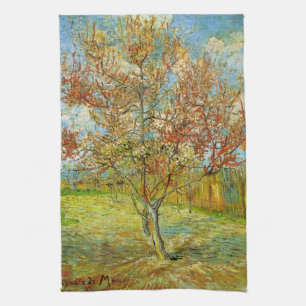 Rosa Peach Träd i Blommar av Vincent van Gogh Kökshandduk