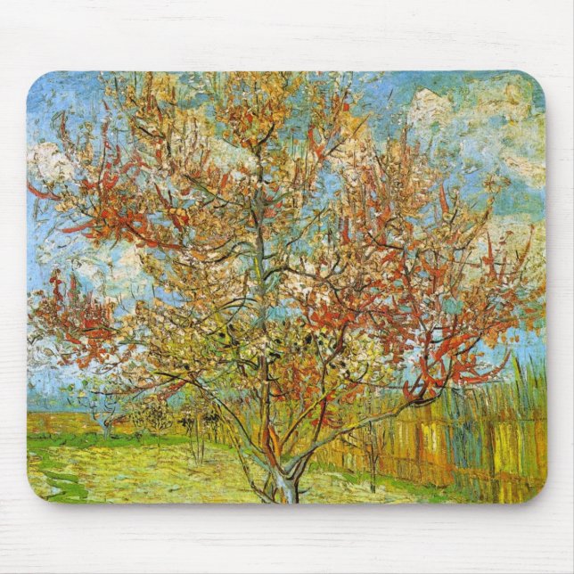 Rosa Peach Träd i Blommar av Vincent van Gogh Musmatta (Framsidan)