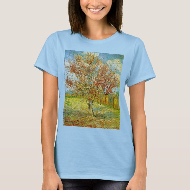 Rosa Peach Träd i Blommar av Vincent van Gogh T-shirt (Framsida)