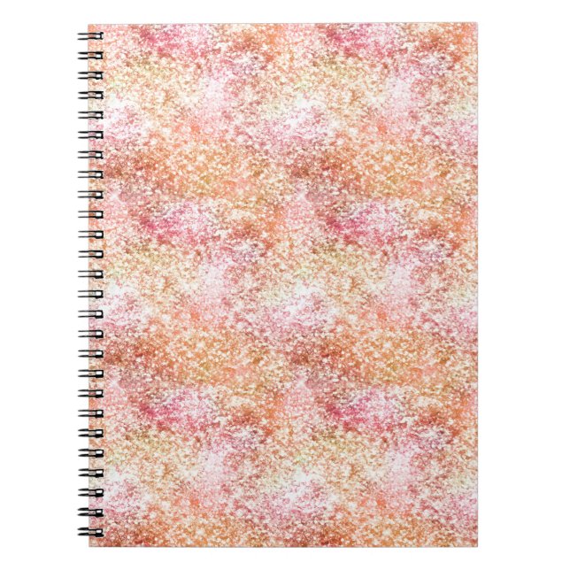 Rosa Peach Unicorn Glitter Anteckningsbok (Framsidan)