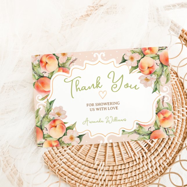 Rosa Peach with Flowers Baby Shower Bok Request Tack Kort (Skapare uppladdad)
