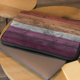 Rosa Peach Wood Grain Subtle Lesbisk Flagga Pride Laptop Fodral