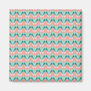Rosa Peach Yukka och Grönt ZigZag Mönster Magnet