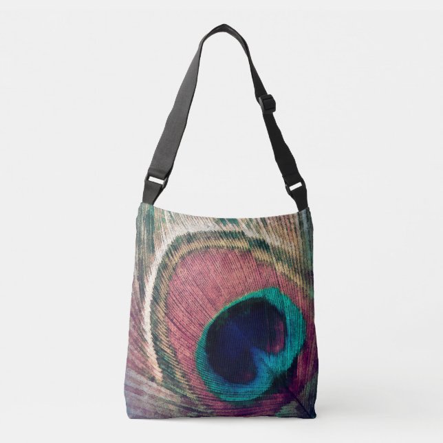 Rosa Peacock Feather Chic Axelväska (Framsida)