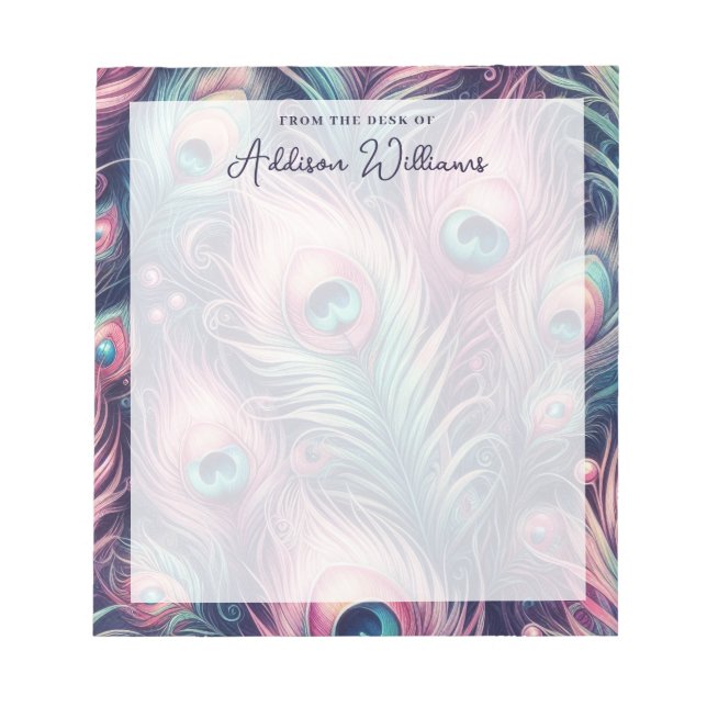 Rosa Peacock Feathers eget namn Anteckningsblock (Framsida)