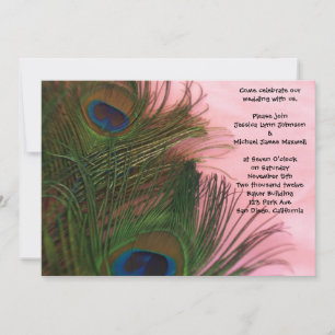 Rosa Peacock Fjädrar Bröllop Inbjudningar