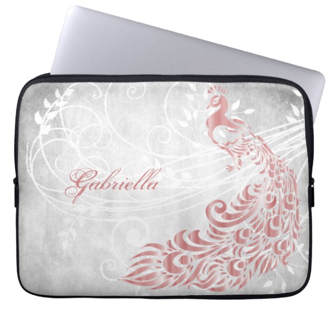Rosa Peacock Personlig Laptop sleeve (Framsidan)