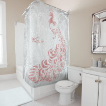 Rosa Peacock Personlig Shower Curtain