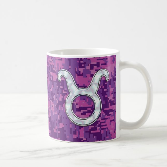 Rosa Pearl like Taurus Zodiac Sign on Digital Camo Kaffemugg (Höger)