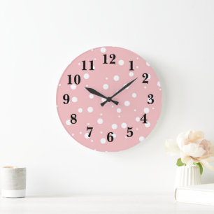Rosa Pearls Mönster Large Clock Stor Klocka
