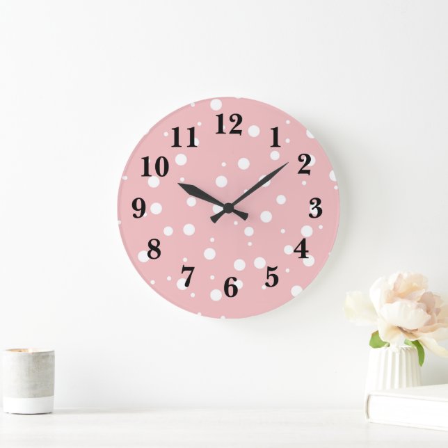 Rosa Pearls Mönster Large Clock Stor Klocka (Hem)
