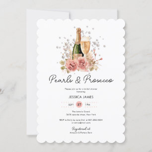 Rosa Pearls & Prosecco Möhippa Inbjudningar