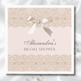 Rosa Pearls Satin Bow Snöre Möhippa Pappersservett