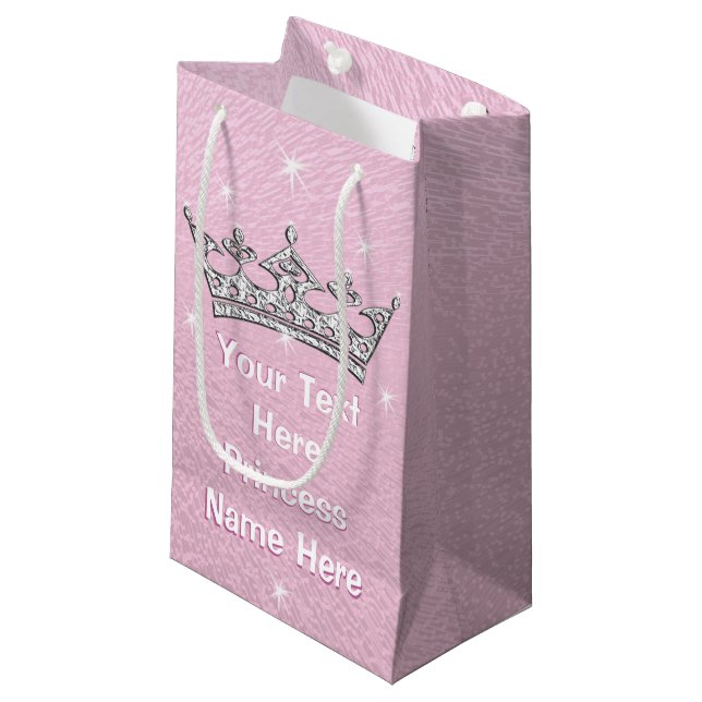 Rosa Pearly Personlig Princess Gift Bags (Framsidan Vinklad)