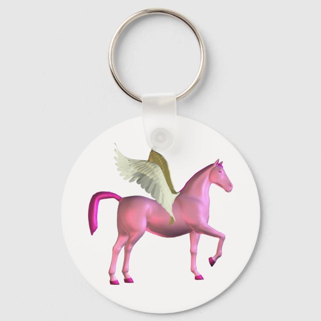 Rosa Pegasus Keychain Nyckelring (Framsida)