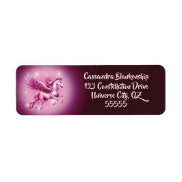 Rosa Pegasus Söt Fantasy-adressetikett Returadress Etikett