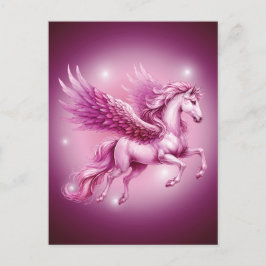 Rosa Pegasus Söt Fantasy Vykort