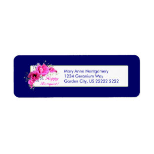 Rosa pelargonbukettreturetiketter returadress etikett