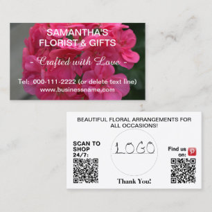 Rosa Pelargonia Företagets logotyp QR-kod 3,5 x 2, Visitkort