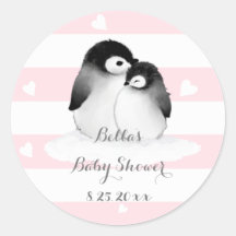 Rosa Penguin Baby Shower Stickers