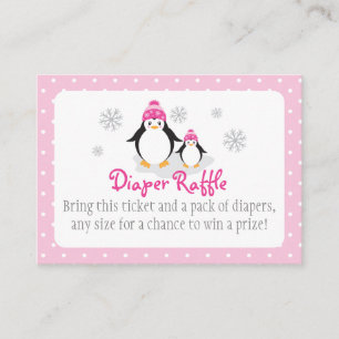 Rosa Penguin Diaper Raffle Biljett Tilläggskort