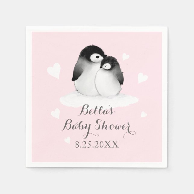 Rosa Penguin Pappra blöjor Pappersservett (Framsidan)