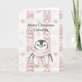 Rosa Penguin Snöflingor jul Kort