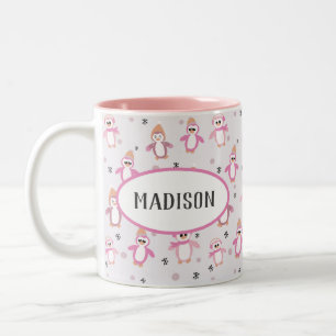 Rosa Penguins Kids jul Två-Tonad Mugg