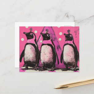 Rosa Penguins Vykort