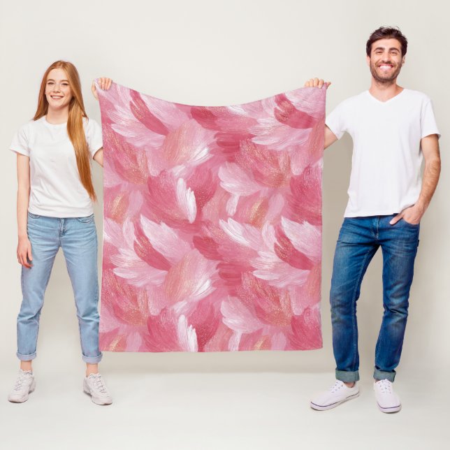 Rosa penseldrag glitter abstrakt mönster fleecefilt (På plats)