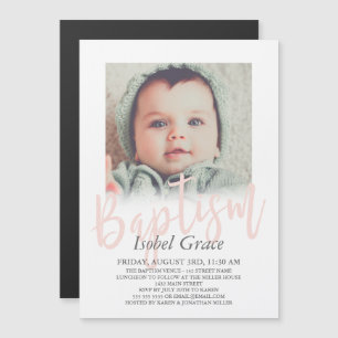  Rosa-penselskriptfoto-baptism Magnetisk Inbjudningskort