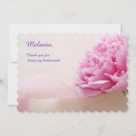 Rosa peon med band brudtackkort meddelande