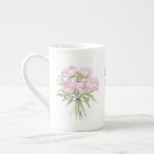 Rosa Peonier med bog Bra Benporslin Mugg