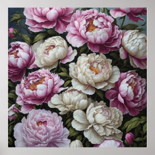 Rosa peonier poster