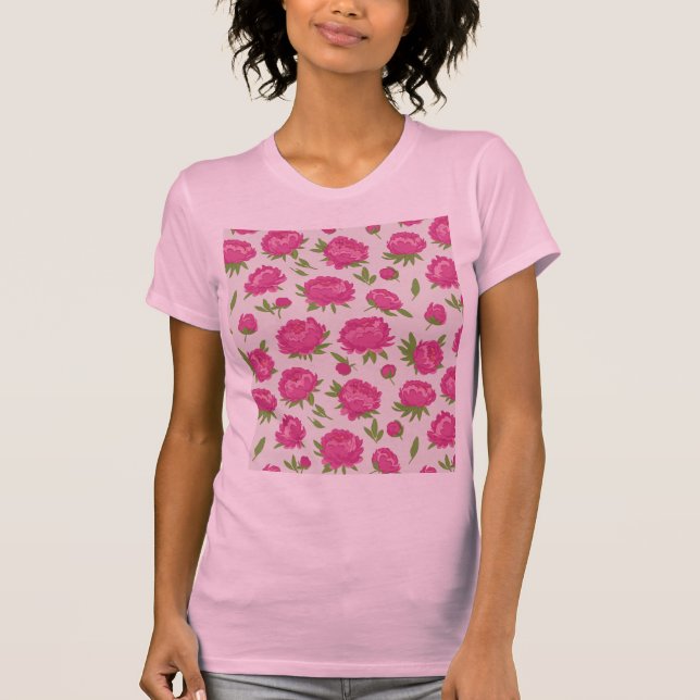 Rosa peonier t shirt (Framsida)