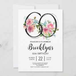 Rosa Peonies 60:e födelsedagen Inbjudningar