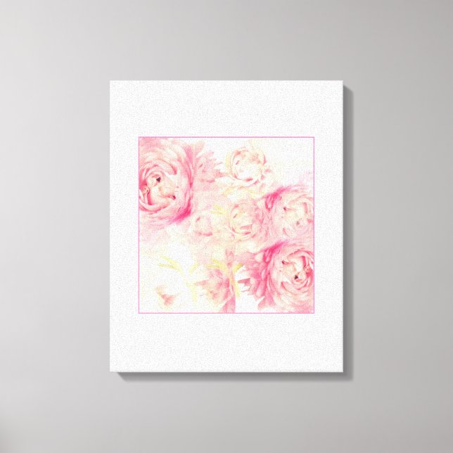 Rosa Peonies Abstrakt Art Strectched Canvas (Framsida)