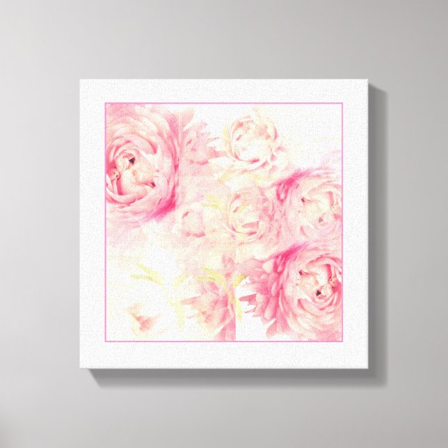 Rosa Peonies Abstrakt Art Strectched Canvas (Framsida)