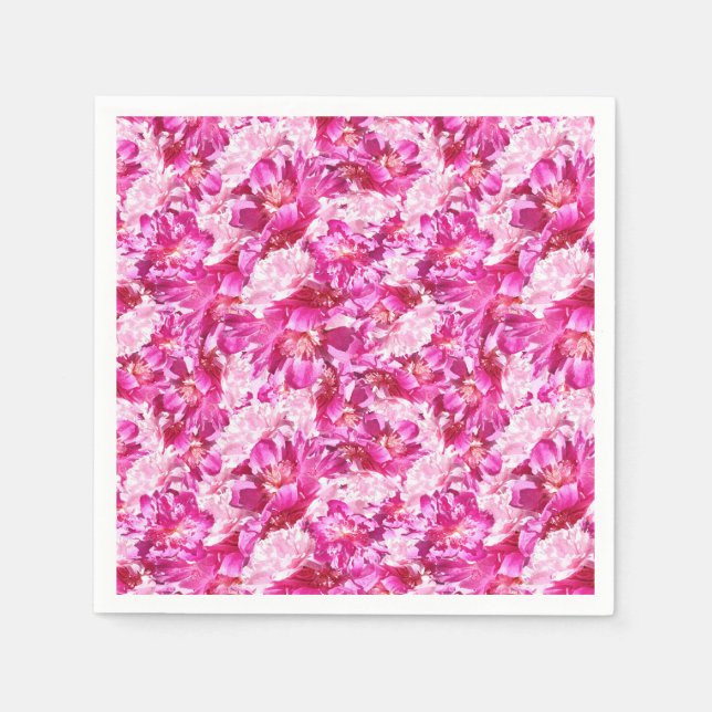 Rosa Peonies Abstrakt Blommig Cocktailservetter Pappersservett (Framsidan)