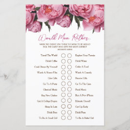 Rosa Peonies Baby Shower Game skulle Mamma snarare