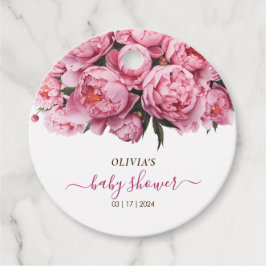 Rosa Peonies Baby Shower Gåvor Etiketter