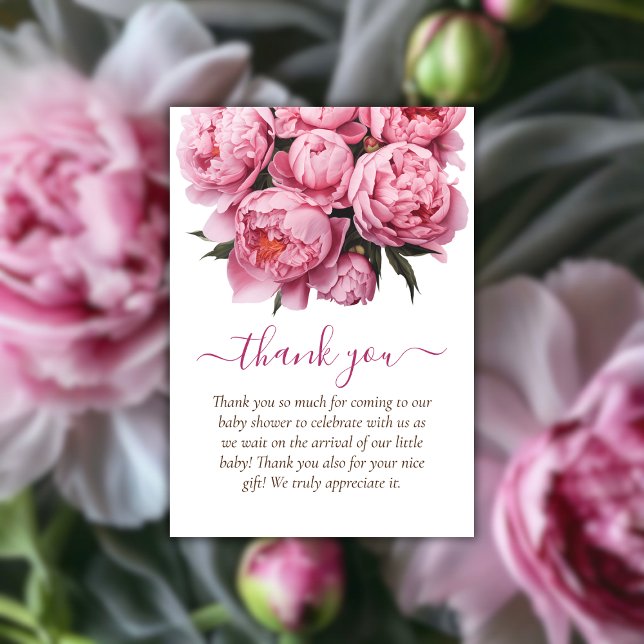 Rosa Peonies Baby Shower Tack (Pink Peonies Watercolor Baby Shower Thank You)