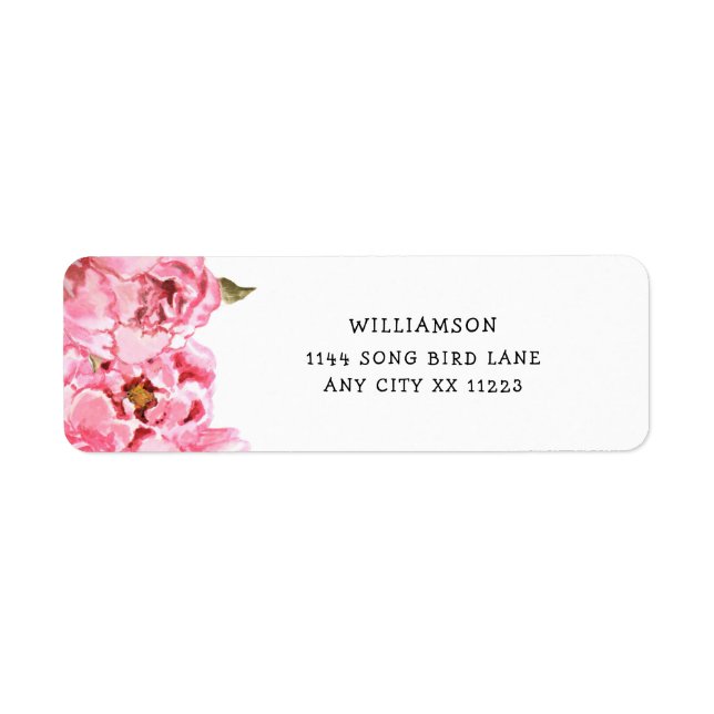 Rosa Peonies babyduschreturadressetikett Returadress Etikett (Framsidan)