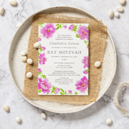 Rosa Peonies Bat mitzvah Inbjudningar